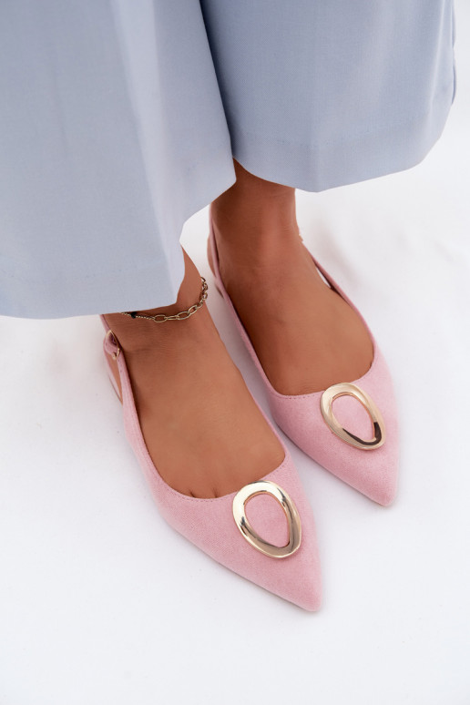 Dames sandalen met brede hak en ornamenten in roze kleur van Sparkle