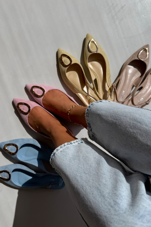 Dames sandalen met brede hak en ornamenten in roze kleur van Sparkle