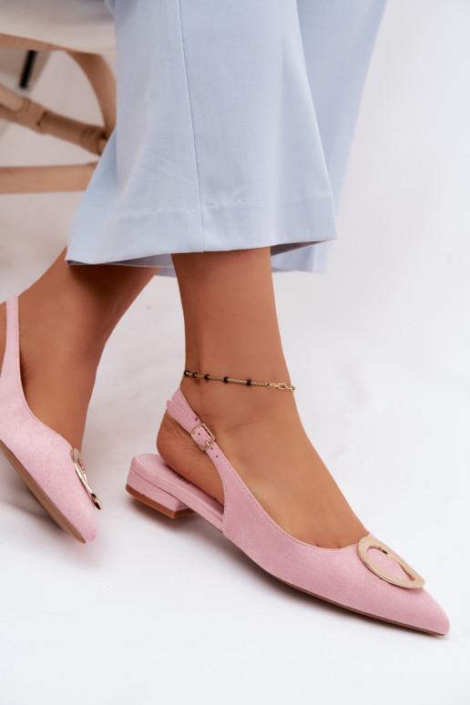 Dames sandalen met brede hak en ornamenten in roze kleur van Sparkle