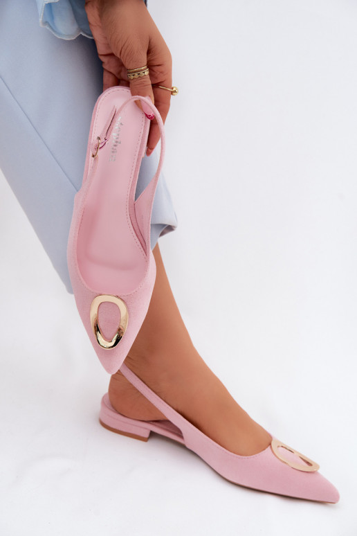 Dames sandalen met brede hak en ornamenten in roze kleur van Sparkle