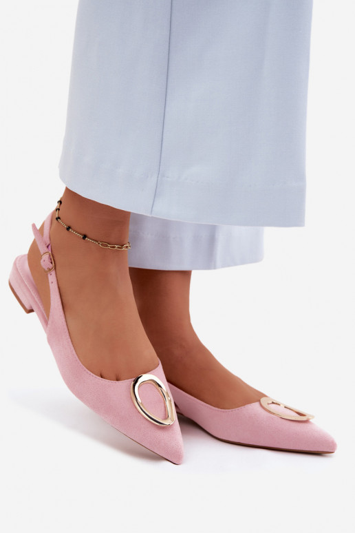 Dames sandalen met brede hak en ornamenten in roze kleur van Sparkle