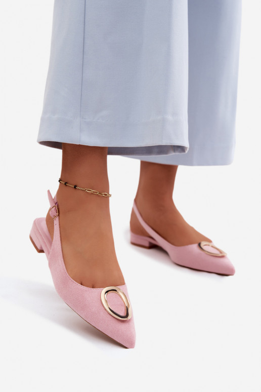 Dames sandalen met brede hak en ornamenten in roze kleur van Sparkle