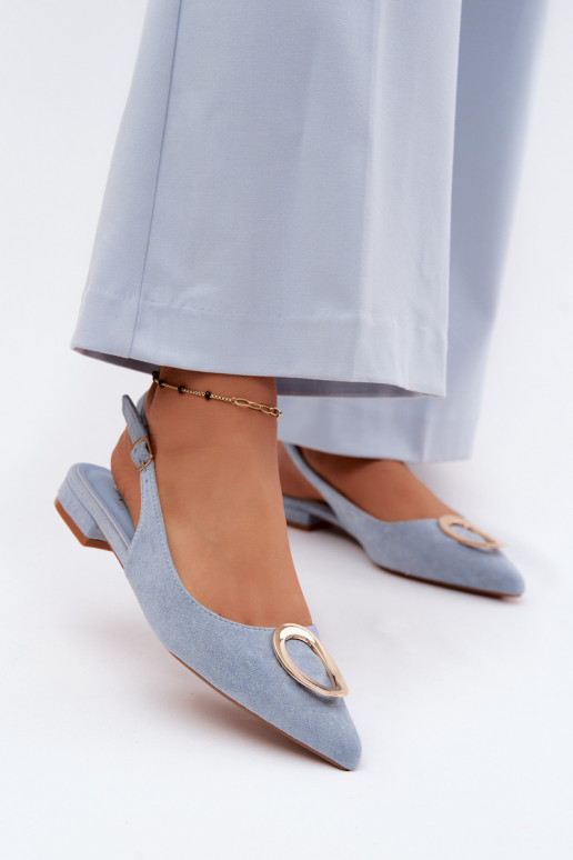 Dames sandalen met brede hak en ornamenten in blauwe kleur van Sparkle