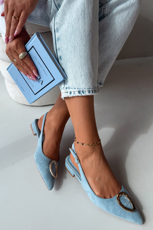 Dames sandalen met brede hak en ornamenten in blauwe kleur van Sparkle