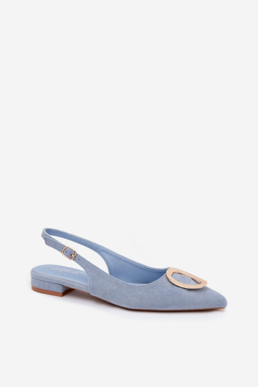 Dames sandalen met brede hak en ornamenten in blauwe kleur van Sparkle