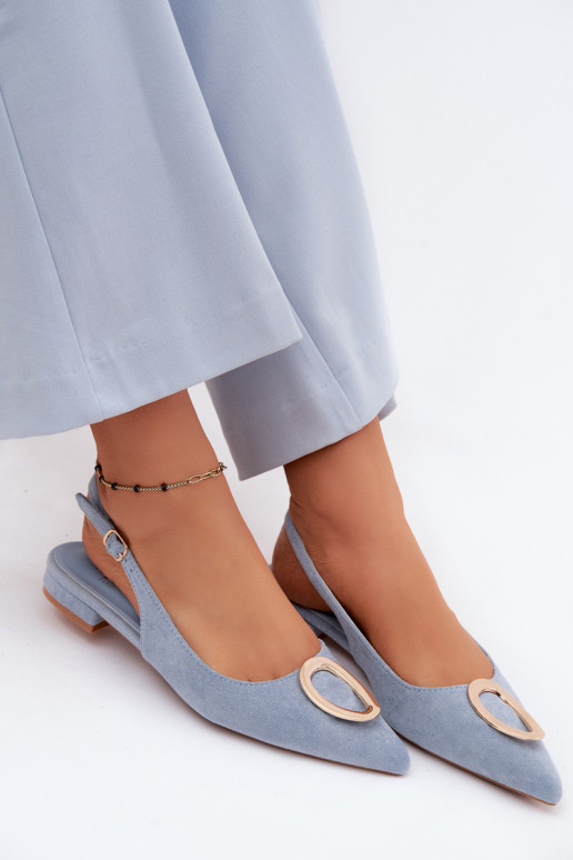 Dames sandalen met brede hak en ornamenten in blauwe kleur van Sparkle