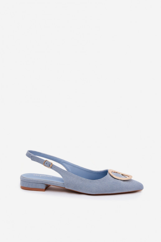 Dames sandalen met brede hak en ornamenten in blauwe kleur van Sparkle