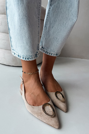 Dames sandalen met brede hak en ornamenten in zandkleur van Sparkle