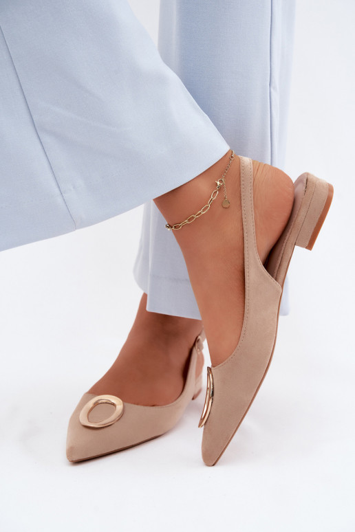 Dames sandalen met brede hak en ornamenten in zandkleur van Sparkle