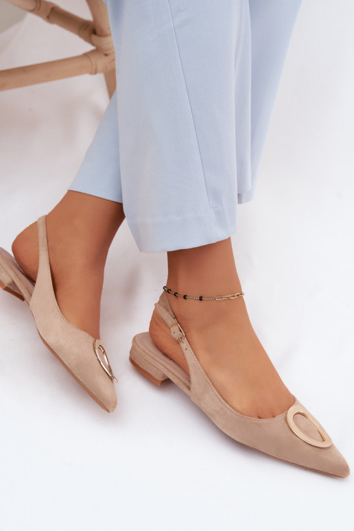 Dames sandalen met brede hak en ornamenten in zandkleur van Sparkle