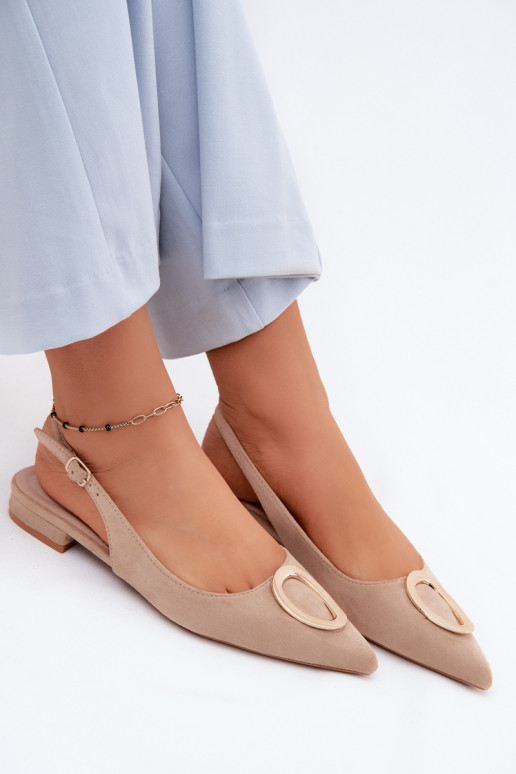 Dames sandalen met brede hak en ornamenten in zandkleur van Sparkle