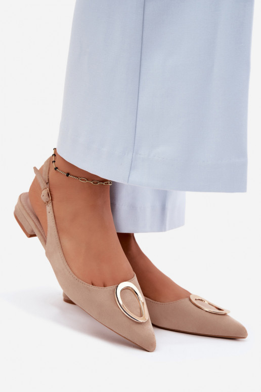 Dames sandalen met brede hak en ornamenten in zandkleur van Sparkle