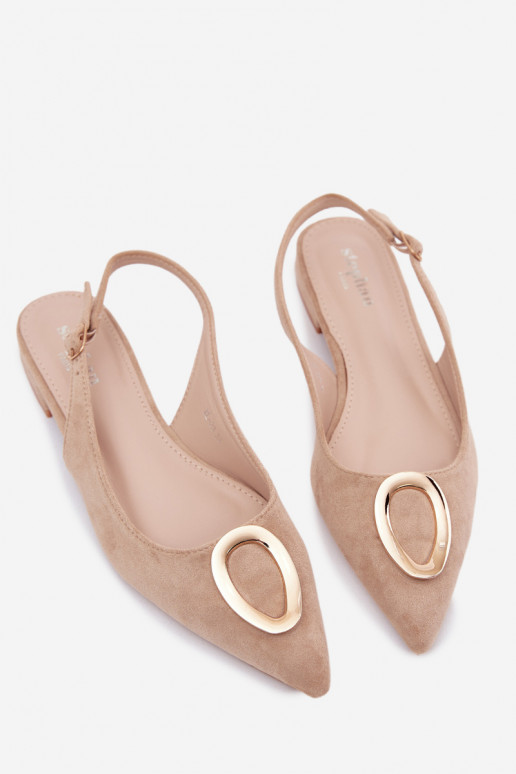 Dames sandalen met brede hak en ornamenten in zandkleur van Sparkle