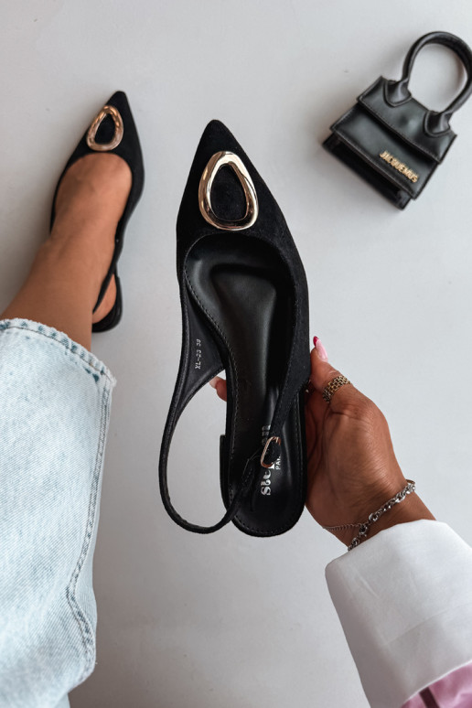 Dames sandalen met brede hak en ornamenten in zwarte kleur van Sparkle