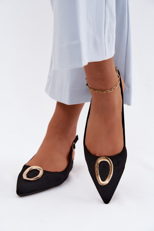 Dames sandalen met brede hak en ornamenten in zwarte kleur van Sparkle