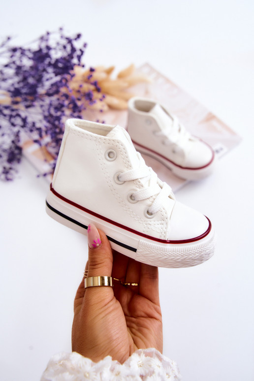 Kinderen witte leren hoge sneakers Tai turirney