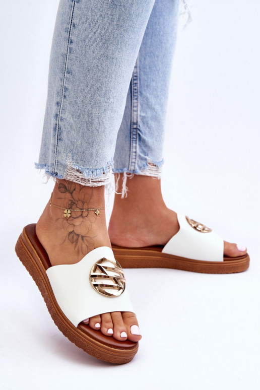 Witte dames slippers met ornamenten Secrets