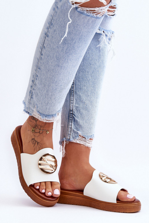 Witte dames slippers met ornamenten Secrets