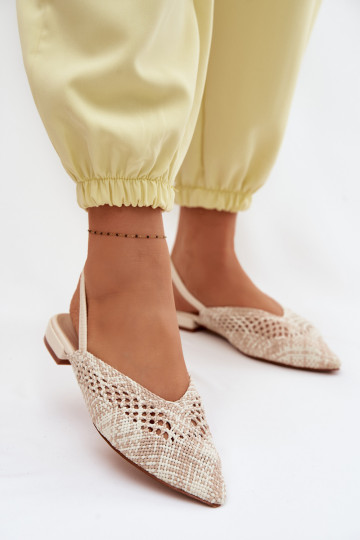 Dames zandkleurige gestreepte sandalen met brede hakken Lelrene