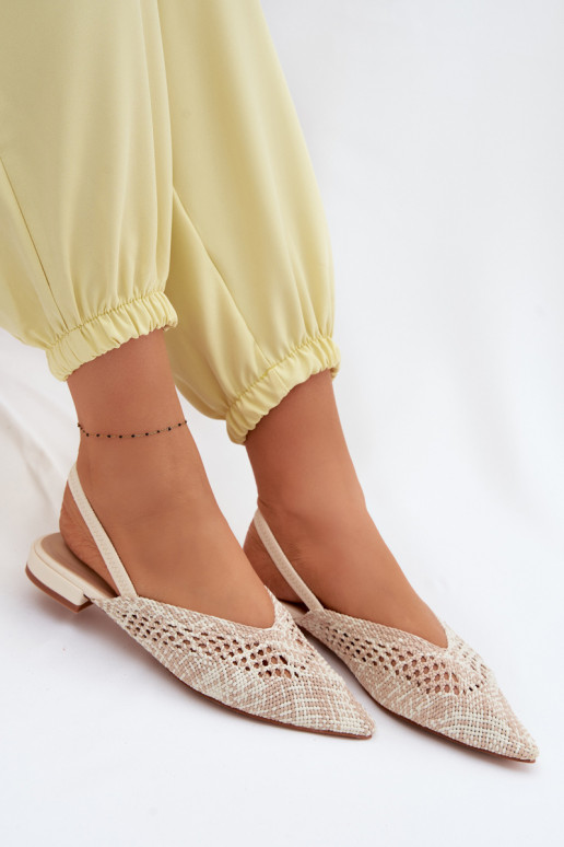 Dames zandkleurige gestreepte sandalen met brede hakken Lelrene