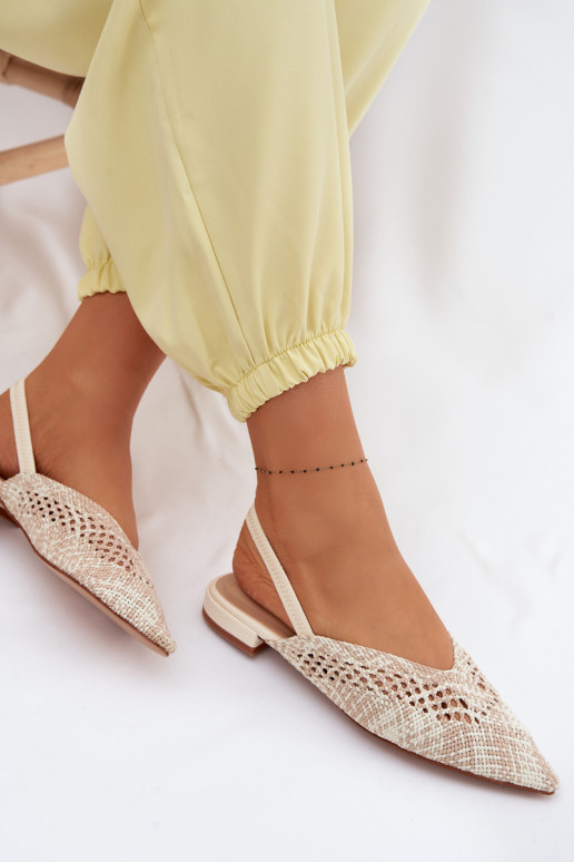 Dames zandkleurige gestreepte sandalen met brede hakken Lelrene