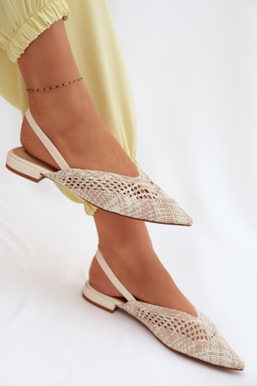 Dames zandkleurige gestreepte sandalen met brede hakken Lelrene