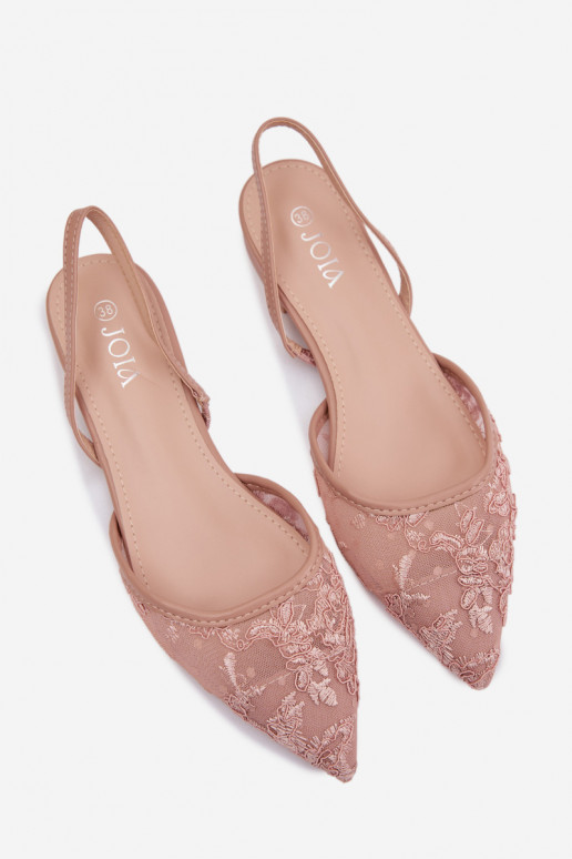 Roze mesh sandalen met veters en brede hak Selissey
