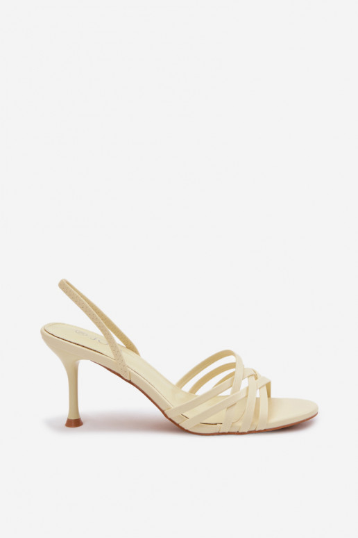 Gele sandalen met dun hakje en bandjes Velivelle
