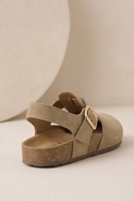 Damesandalen van natuurlijk suede Big Star TT274542 beige