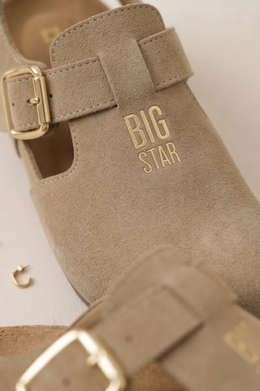 Damesandalen van natuurlijk suede Big Star TT274542 beige