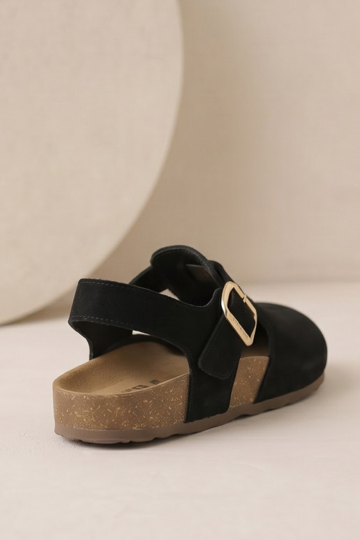 Damesandalen van natuurlijk suede Big Star TT274544 zwart