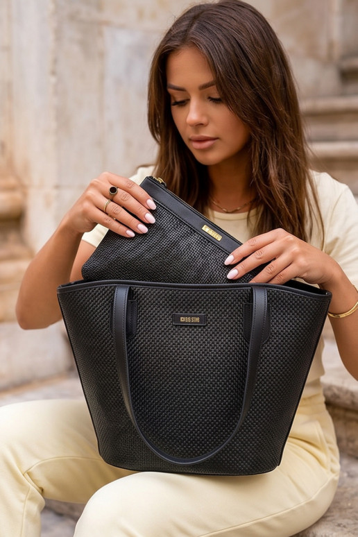 Handtas/tas met cosmetica pouch Big Star RR574071 zwart