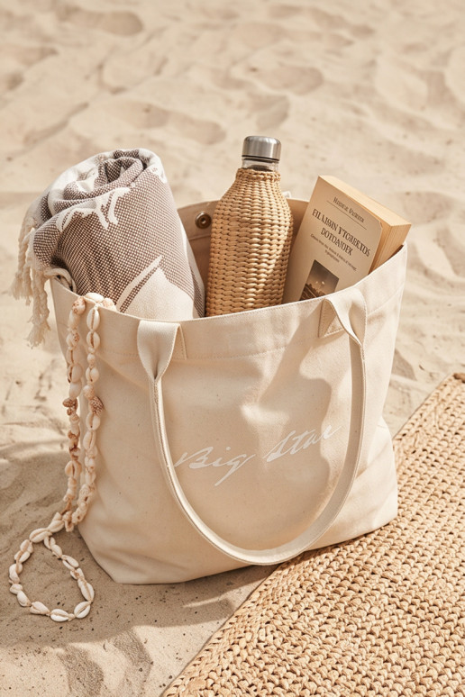 Stoffen handtas/shopper Big Star RR574237 helder zandkleurig