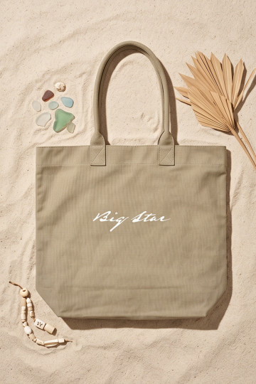 Stoffen handtas/shopper Big Star RR574235 donker zandkleurig 2
