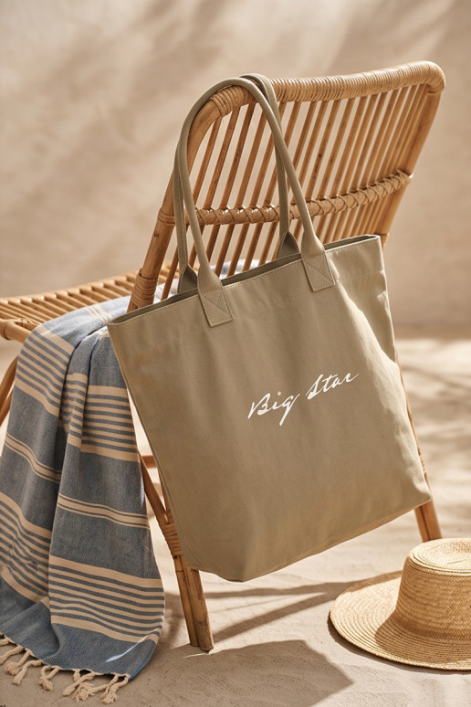 Stoffen handtas/shopper Big Star RR574235 donker zandkleurig