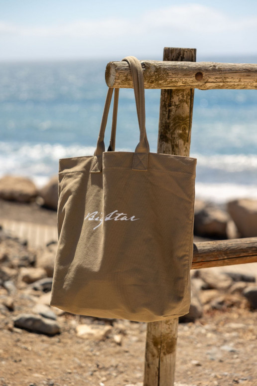 Stoffen handtas/shopper Big Star RR574235 donker zandkleurig