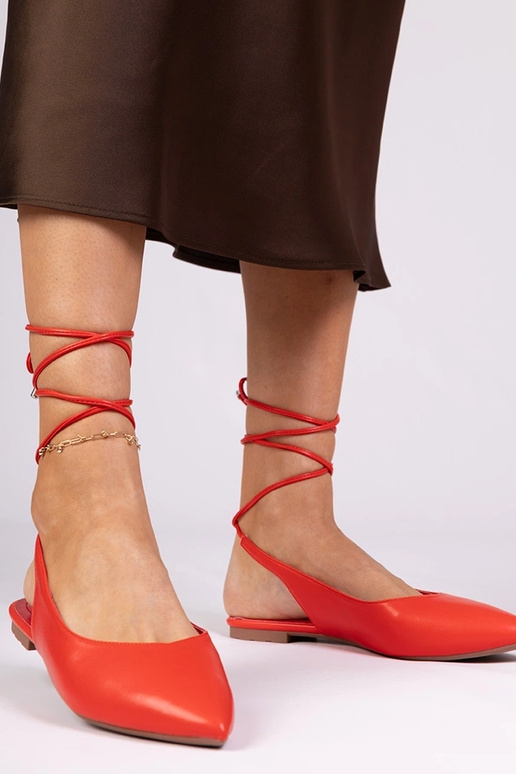 Rode platte muiltjes van faux leather Terry