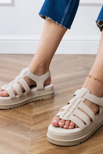 Beige gladiator sandalen op platform Hartos