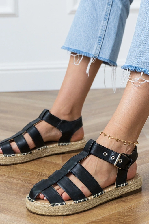 Zwarte gesloten espadrilles sandalen Kleona