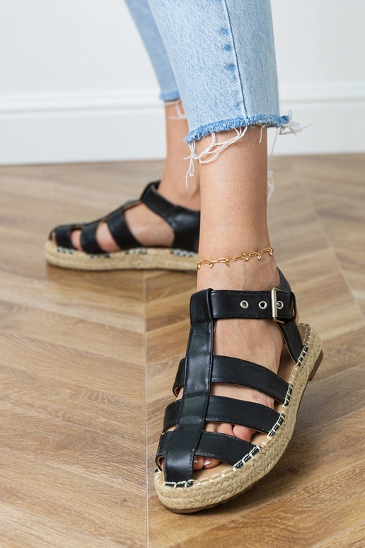 Zwarte gesloten espadrilles sandalen Kleona