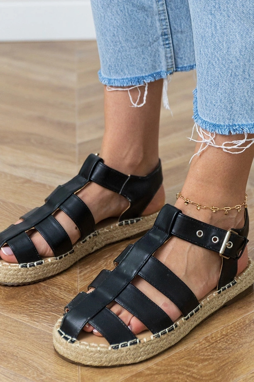 Zwarte gesloten espadrilles sandalen Kleona