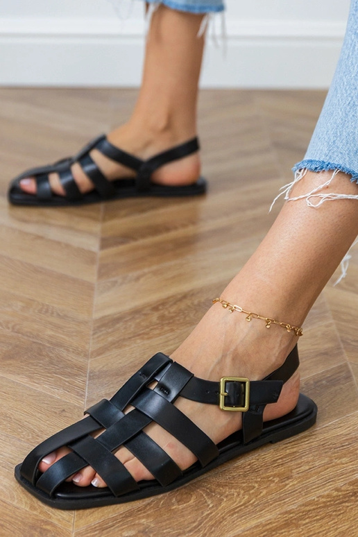 Zwarte gesloten gladiator sandalen Neferta