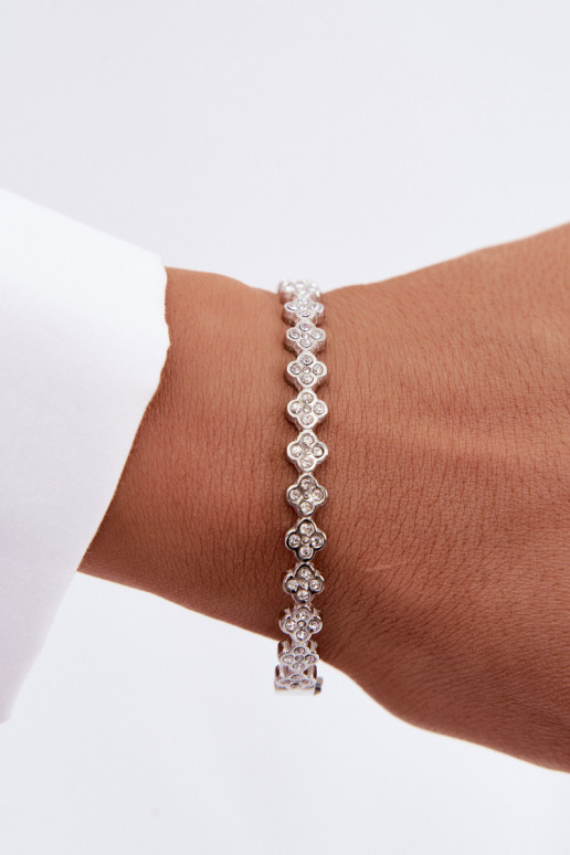 Zilveren damesarmband met fonkelende steentjes