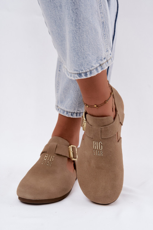 Damesandalen van natuurlijk suede Big Star TT274542 beige