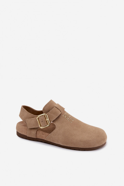 Damesandalen van natuurlijk suede Big Star TT274542 beige