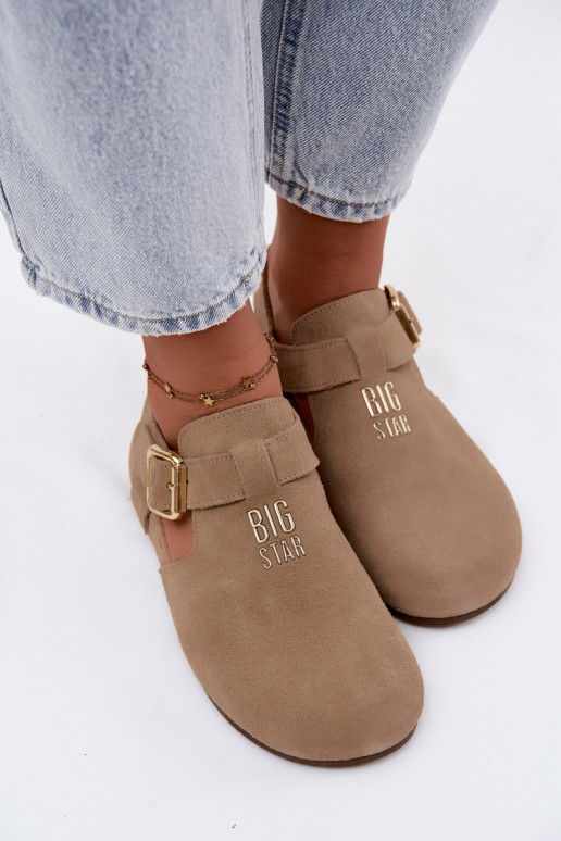 Damesandalen van natuurlijk suede Big Star TT274542 beige
