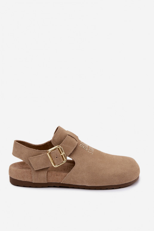 Damesandalen van natuurlijk suede Big Star TT274542 beige