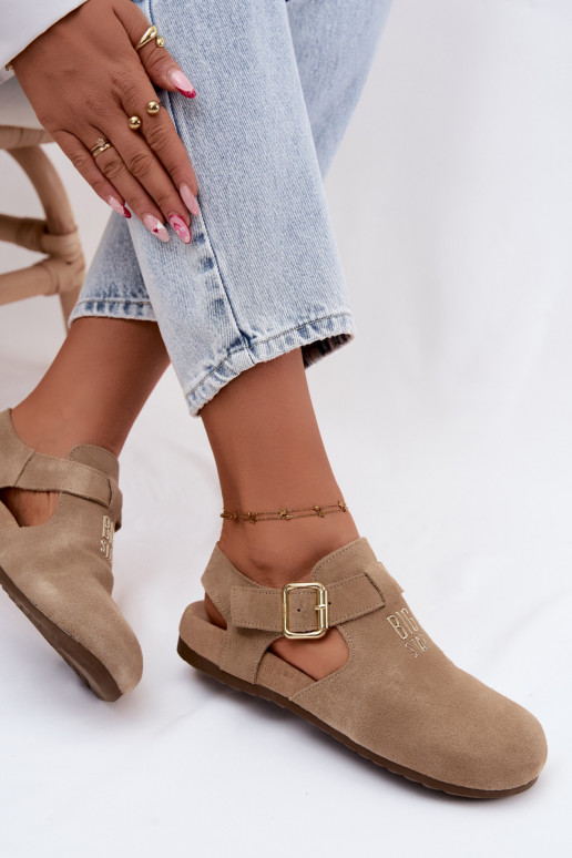Damesandalen van natuurlijk suede Big Star TT274542 beige