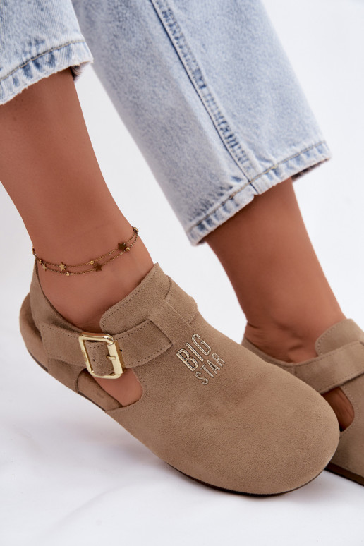 Damesandalen van natuurlijk suede Big Star TT274542 beige