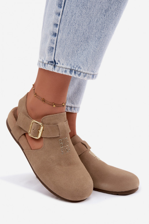 Damesandalen van natuurlijk suede Big Star TT274542 beige